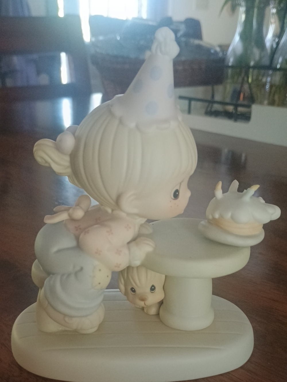 Precious Moments Girl Birthday Figurine in Cream and Pastel Blue